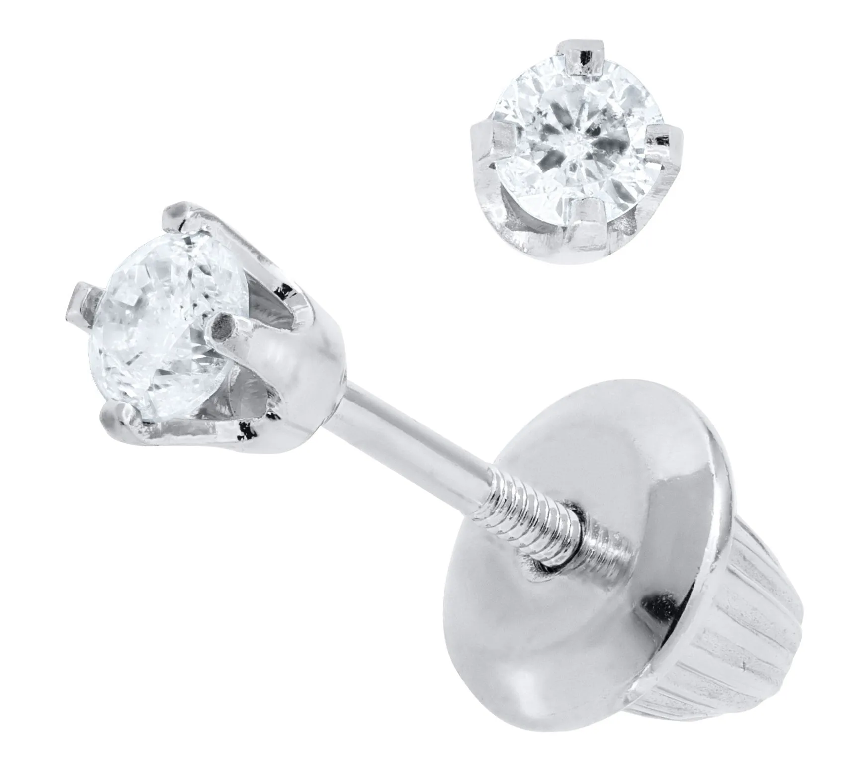 14K W Gold .10tcw Diamond Baby Studs