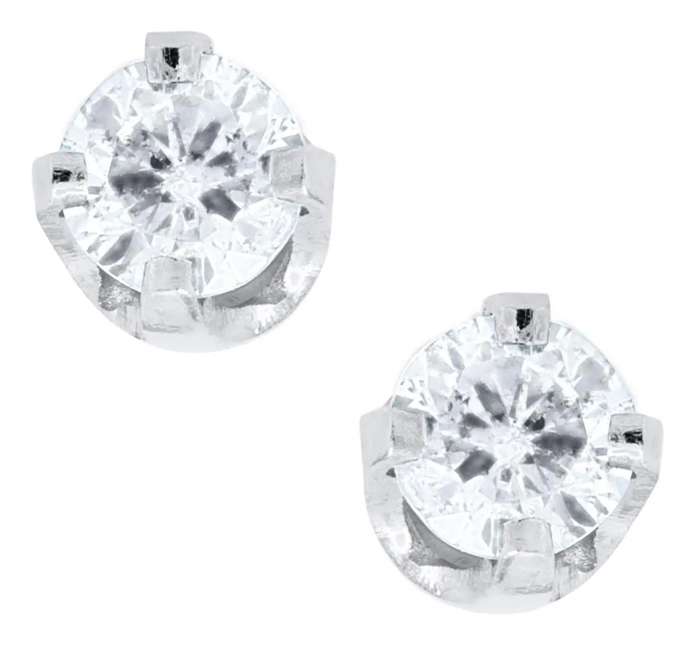 14K W Gold .10tcw Diamond Baby Studs