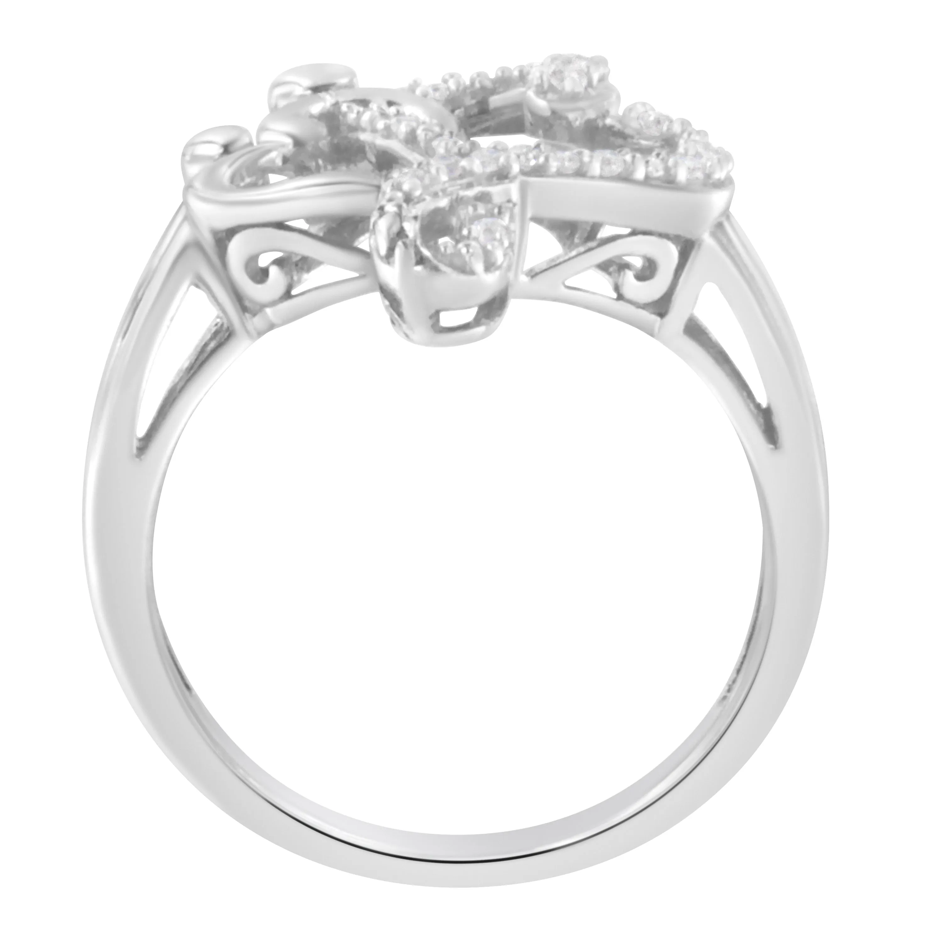 .925 Sterling Silver Diamond Heart and Music Note Ring