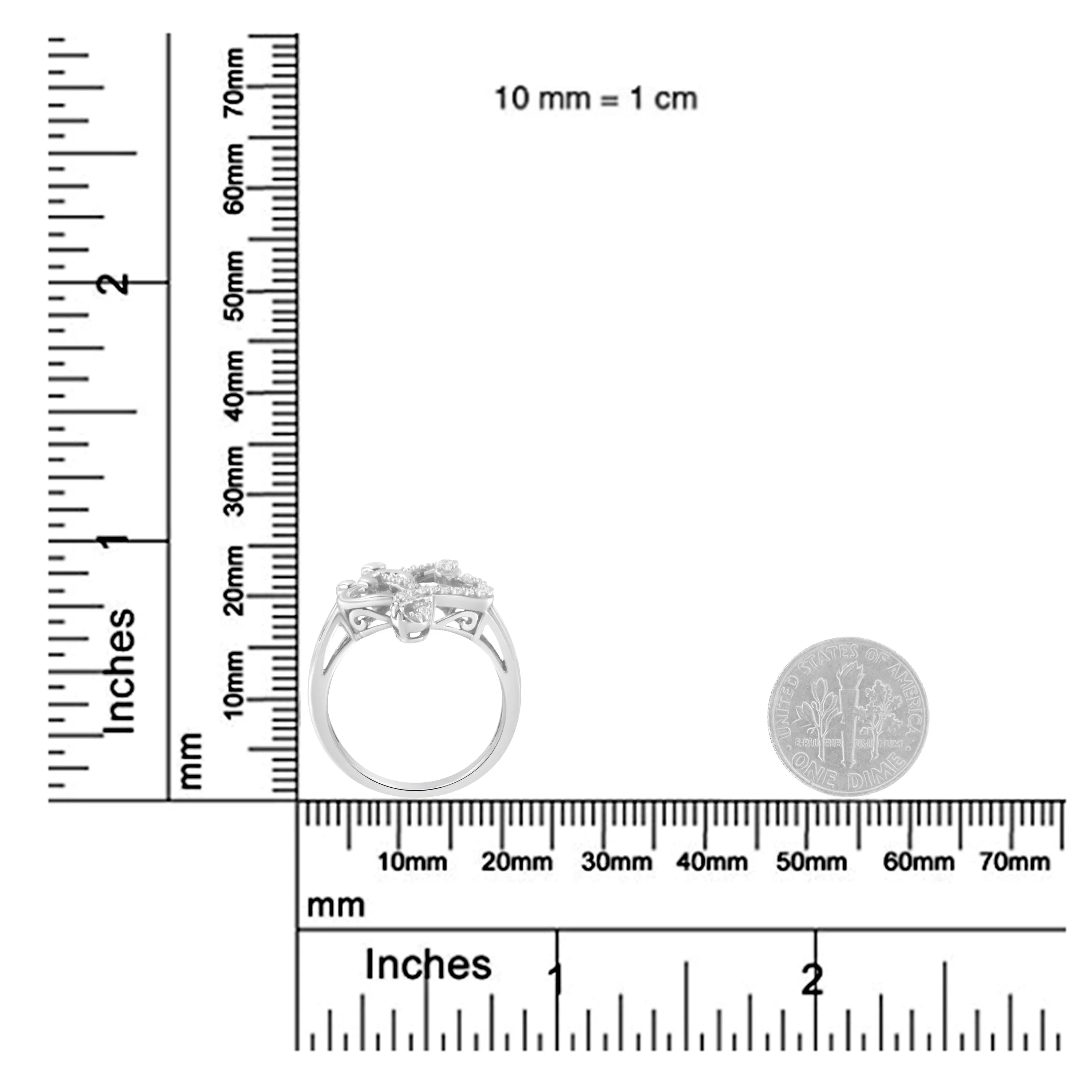 .925 Sterling Silver Diamond Heart and Music Note Ring