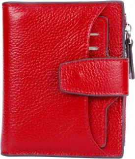 AINIMOER Women's RFID Blocking Leather Small Compact Bi-fold Zipper Pocket Wallet Card Case Purse with id Window