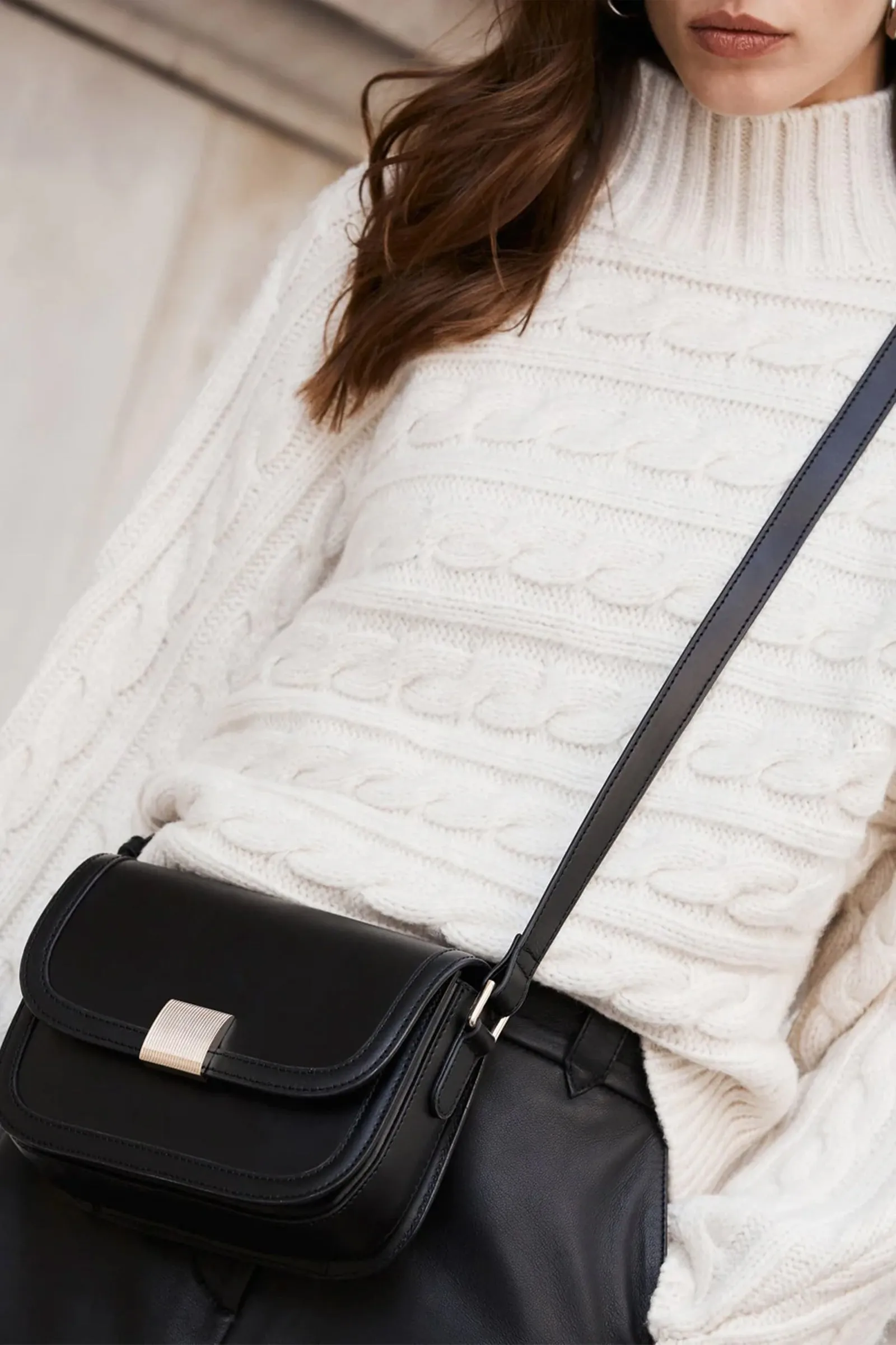 Black Leather Crossbody Bag