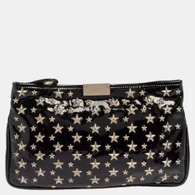 Black Patent Leather Star Studded Clutch