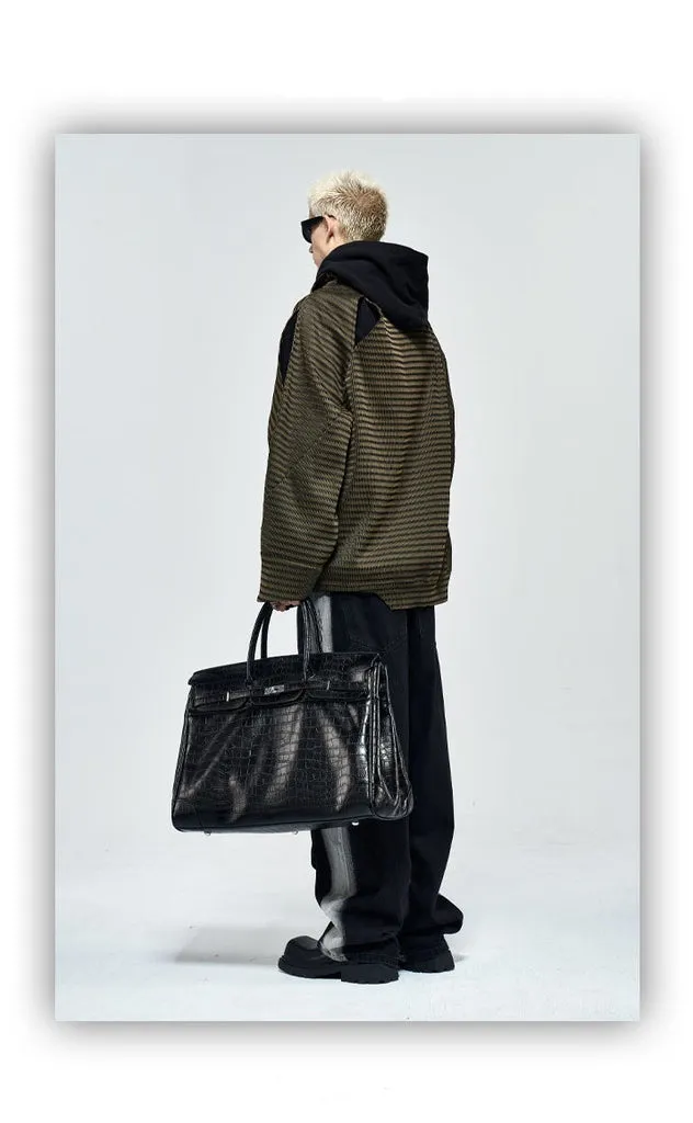 Black Platinum birkin inspired croc pattern overnight weekend tote high street travel weekender bag