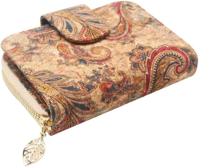 boshiho Vegan Cork Wallet, Womens Purse Slim Zipper Design with Card Holder Coin Pocket Purse Eco-friendly Vegan Gift