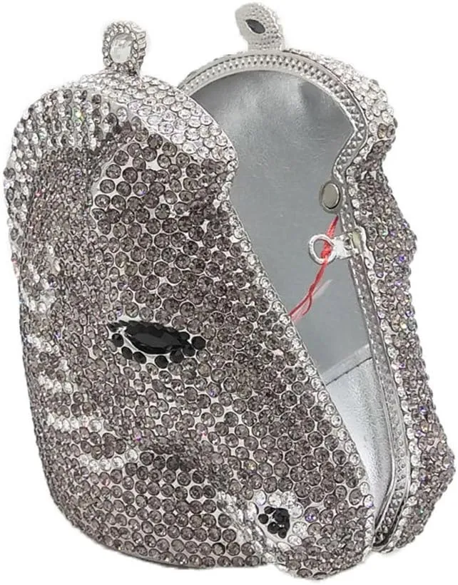 Boutique De FGG Horse Head Crystal Clutch Bags Women Animal Rhinestone Evening Handbags Party Crystal Clutch Purses,Mini