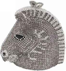 Boutique De FGG Horse Head Crystal Clutch Bags Women Animal Rhinestone Evening Handbags Party Crystal Clutch Purses,Mini