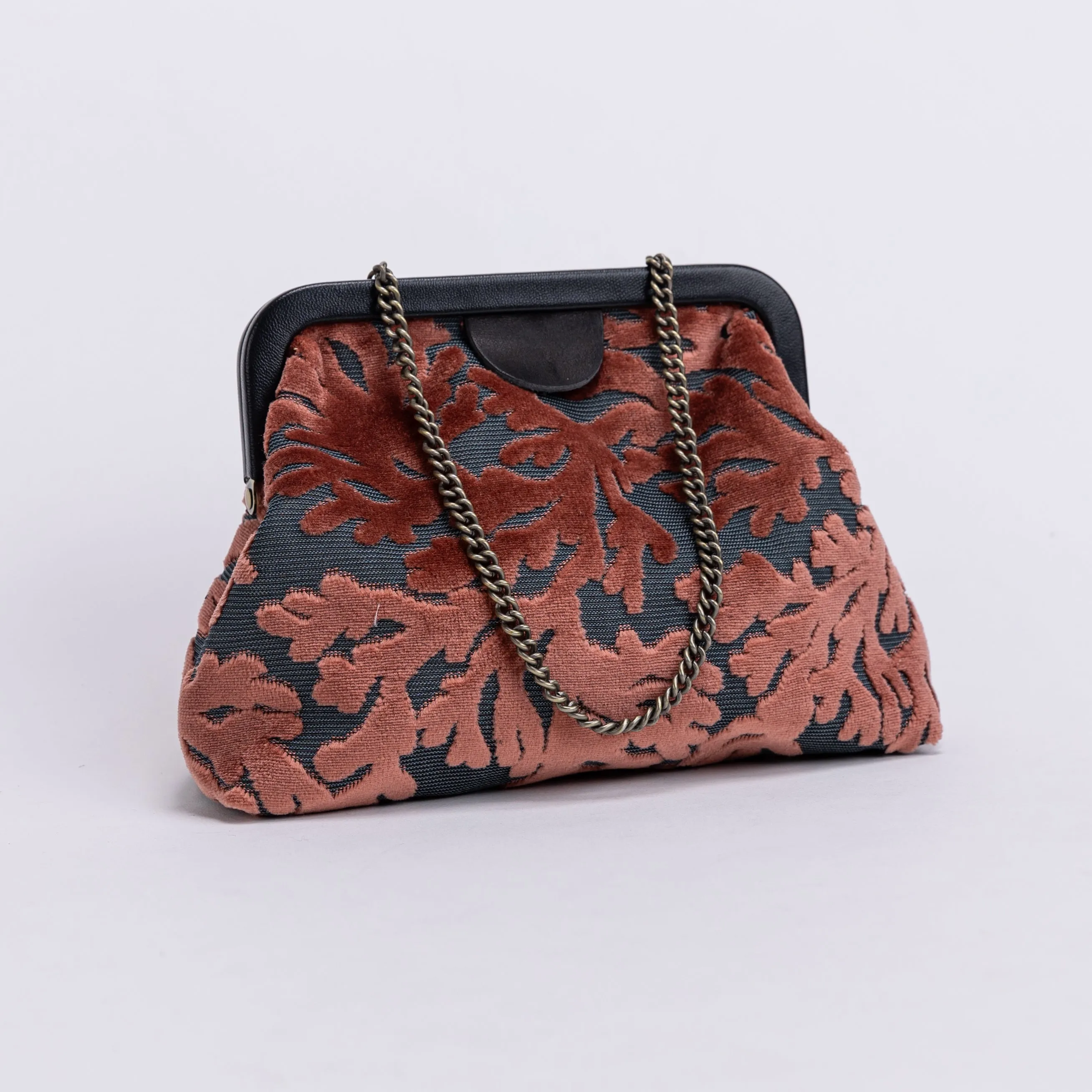 Burnout Velvet St Tropez Scuba Coral Alma Clutch