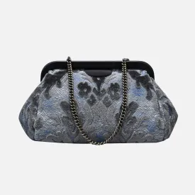 Burnout Velvet Steel Blue Evening Bag Clutch