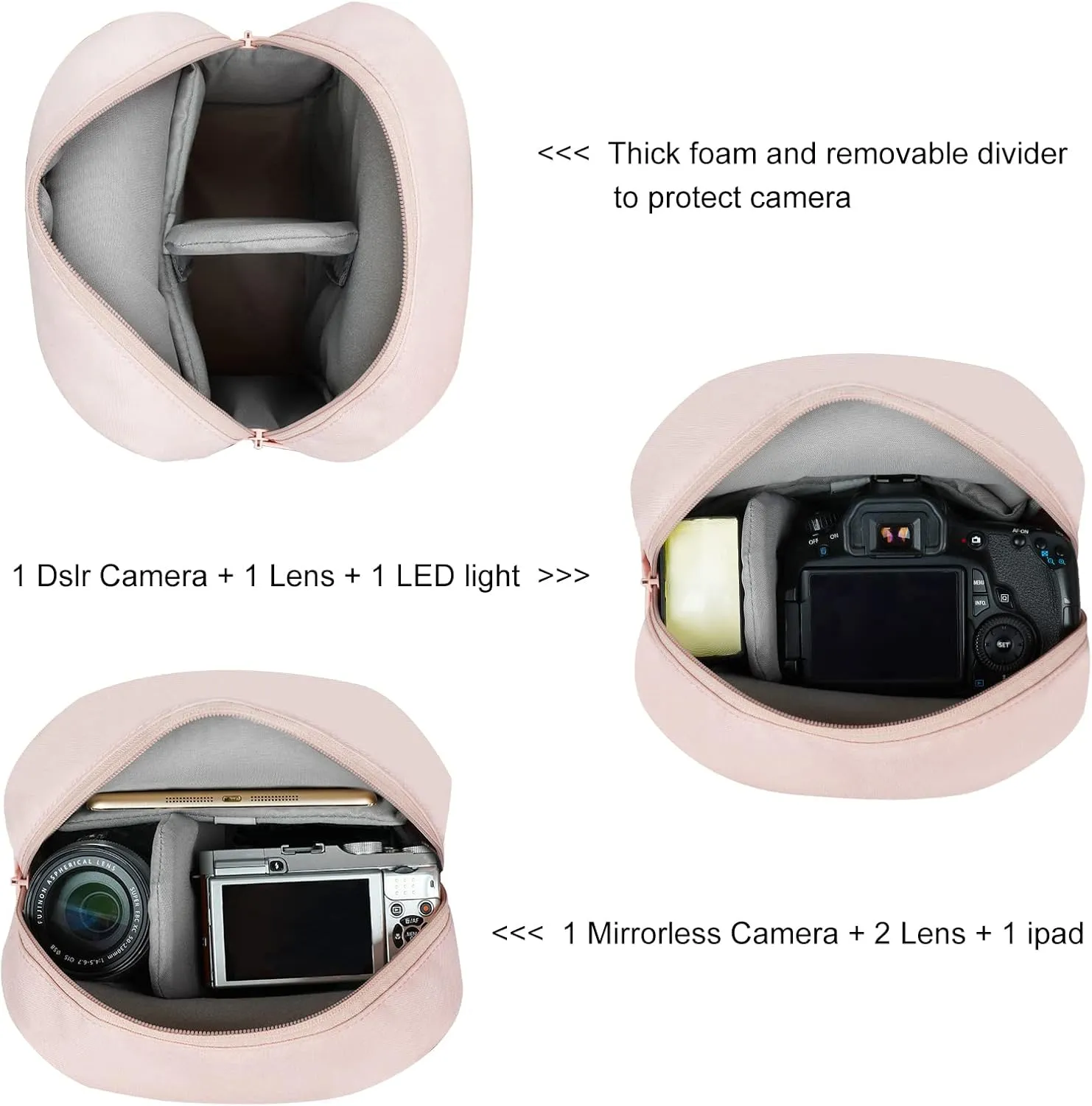Camera Bag Crossbody Small Cute Camera Bag Purse for Women Waterproof Leather Travel Shoulder Case Sling Designer for Mirrorless or DSLR SLR Pink