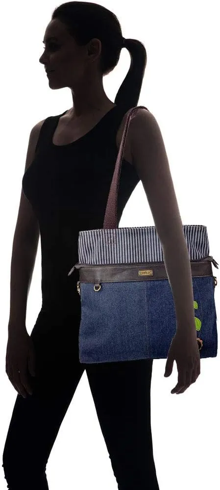 CHALA Canvas Convertible Denim Blue Stripe Work Tote