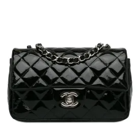 CHANEL Mini Rectangular Classic Patent Single New Black