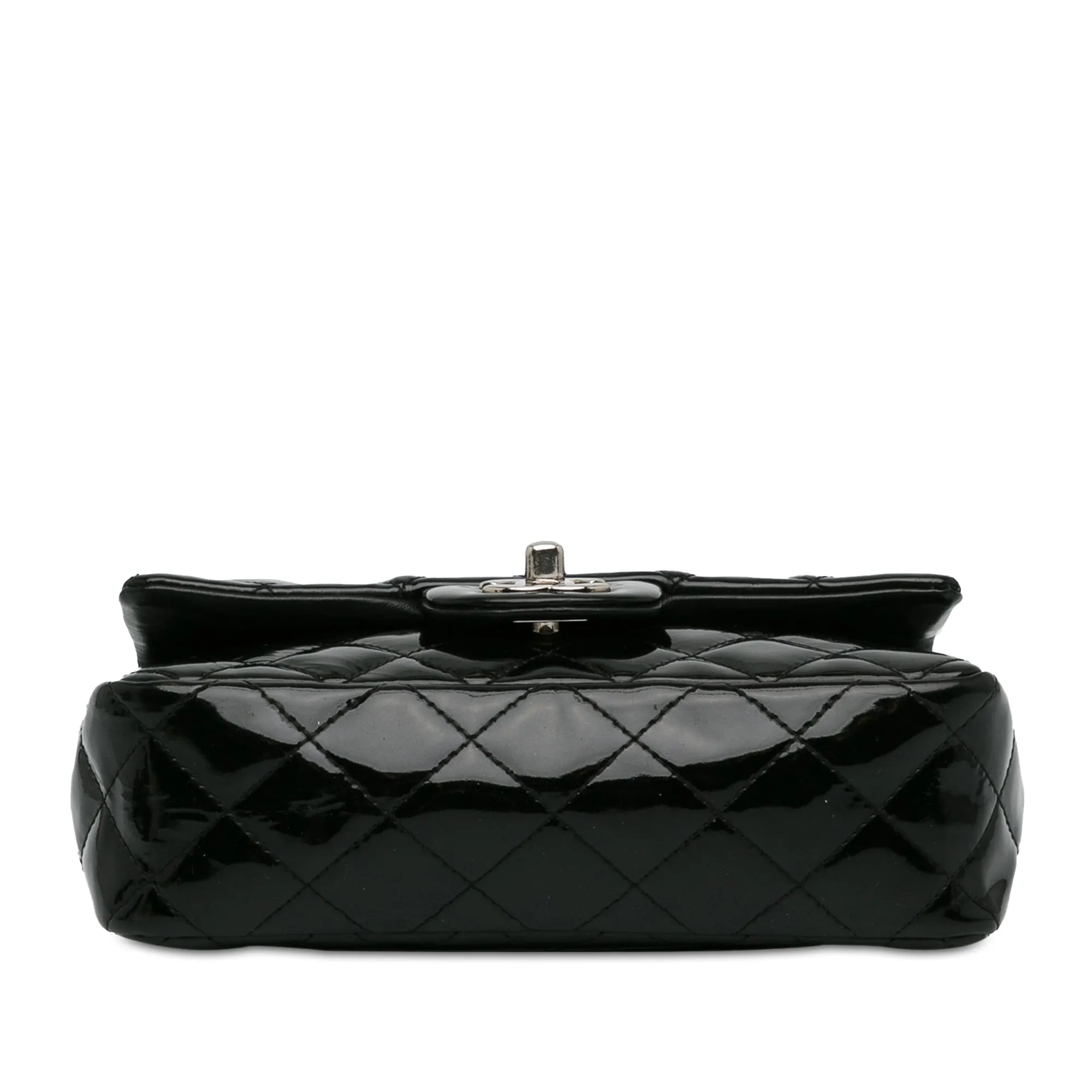 CHANEL Mini Rectangular Classic Patent Single New Black