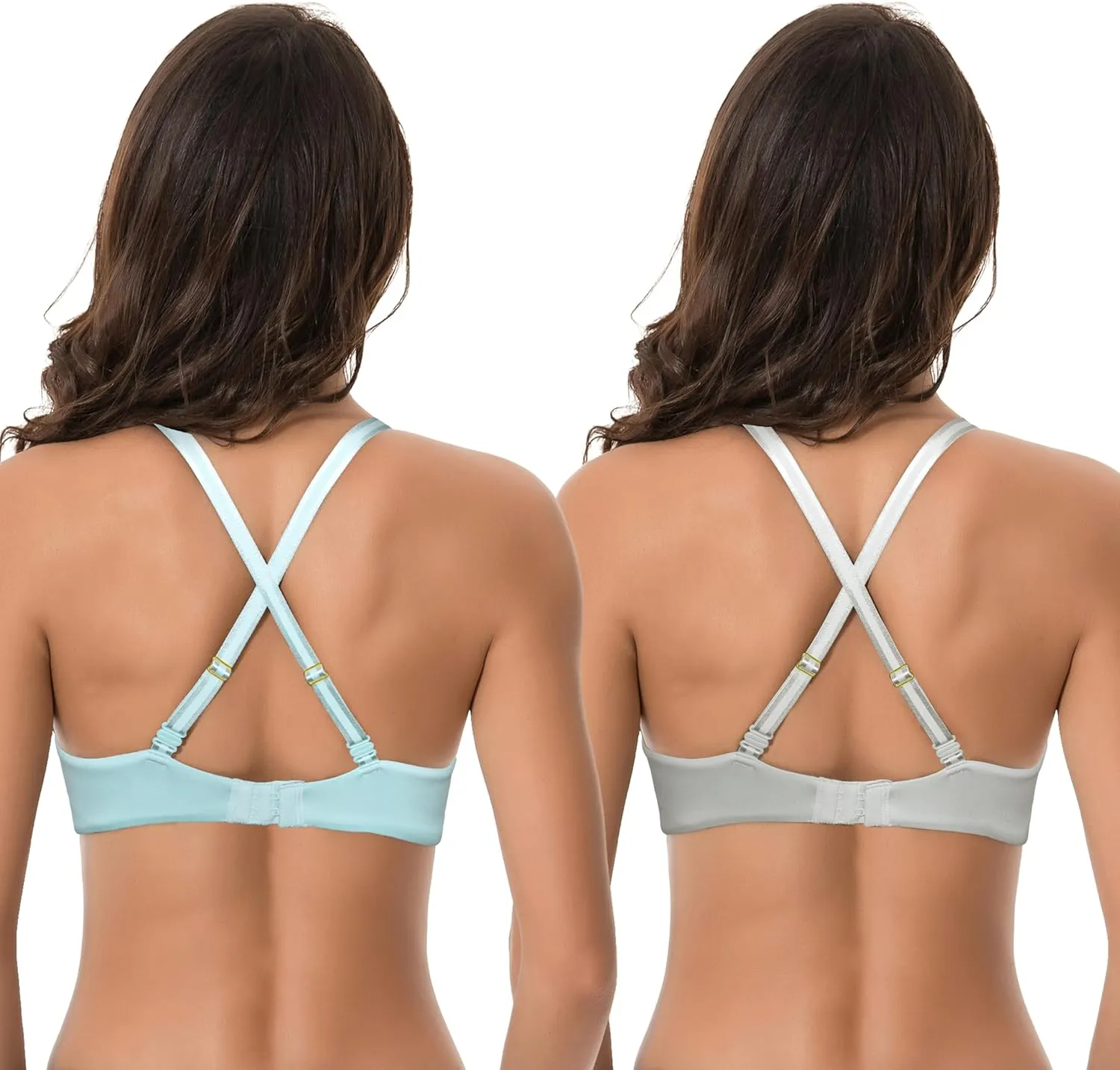 Curve Muse Women's Plus Size Padded Underwire Convertible Full Coverage Bra