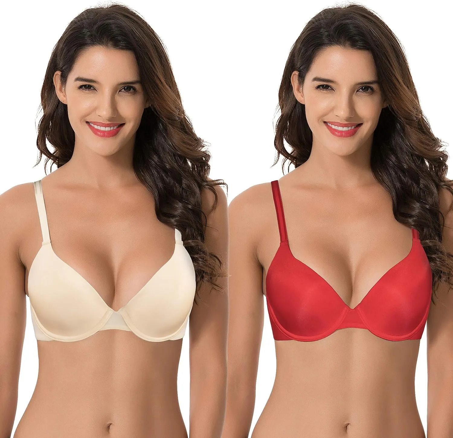Curve Muse Women's Plus Size Padded Underwire Convertible Full Coverage Bra