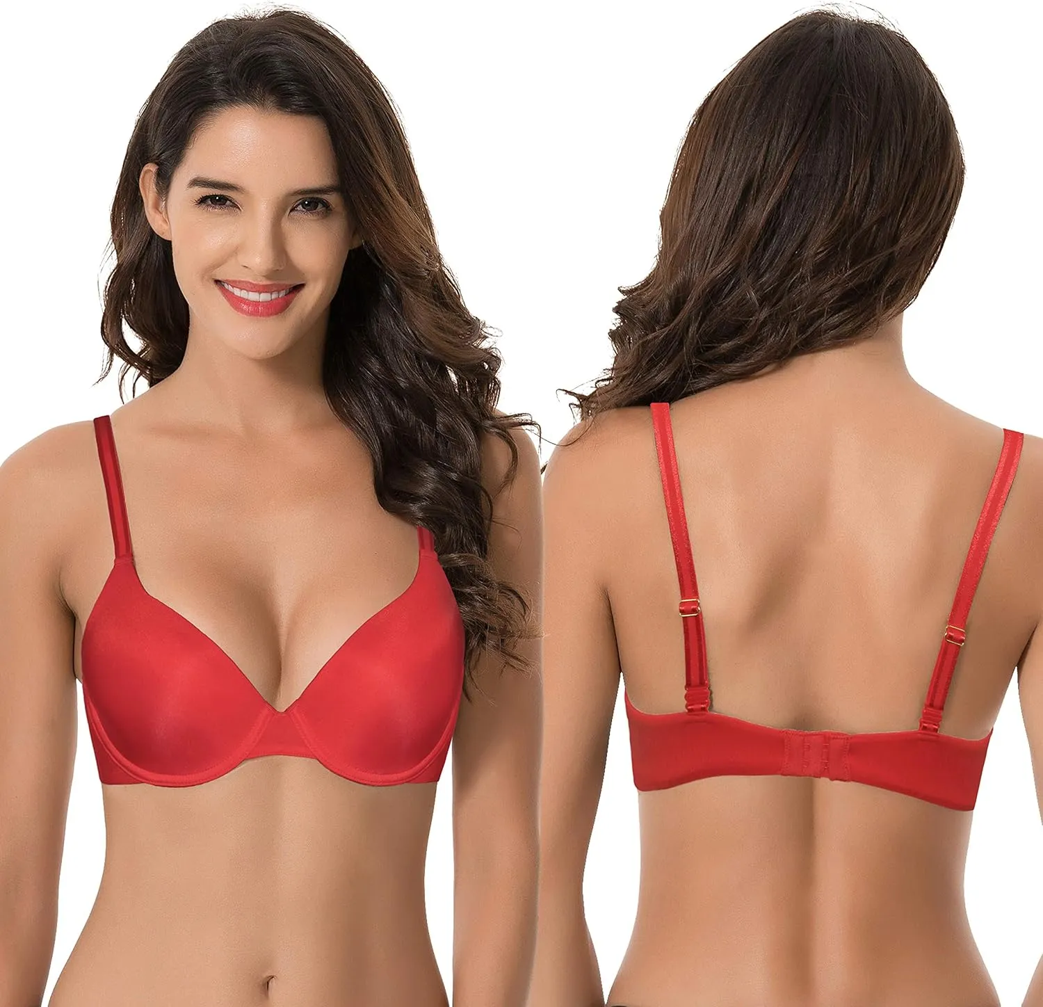 Curve Muse Women's Plus Size Padded Underwire Convertible Full Coverage Bra