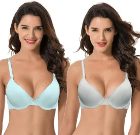 Curve Muse Women's Plus Size Padded Underwire Convertible Full Coverage Bra