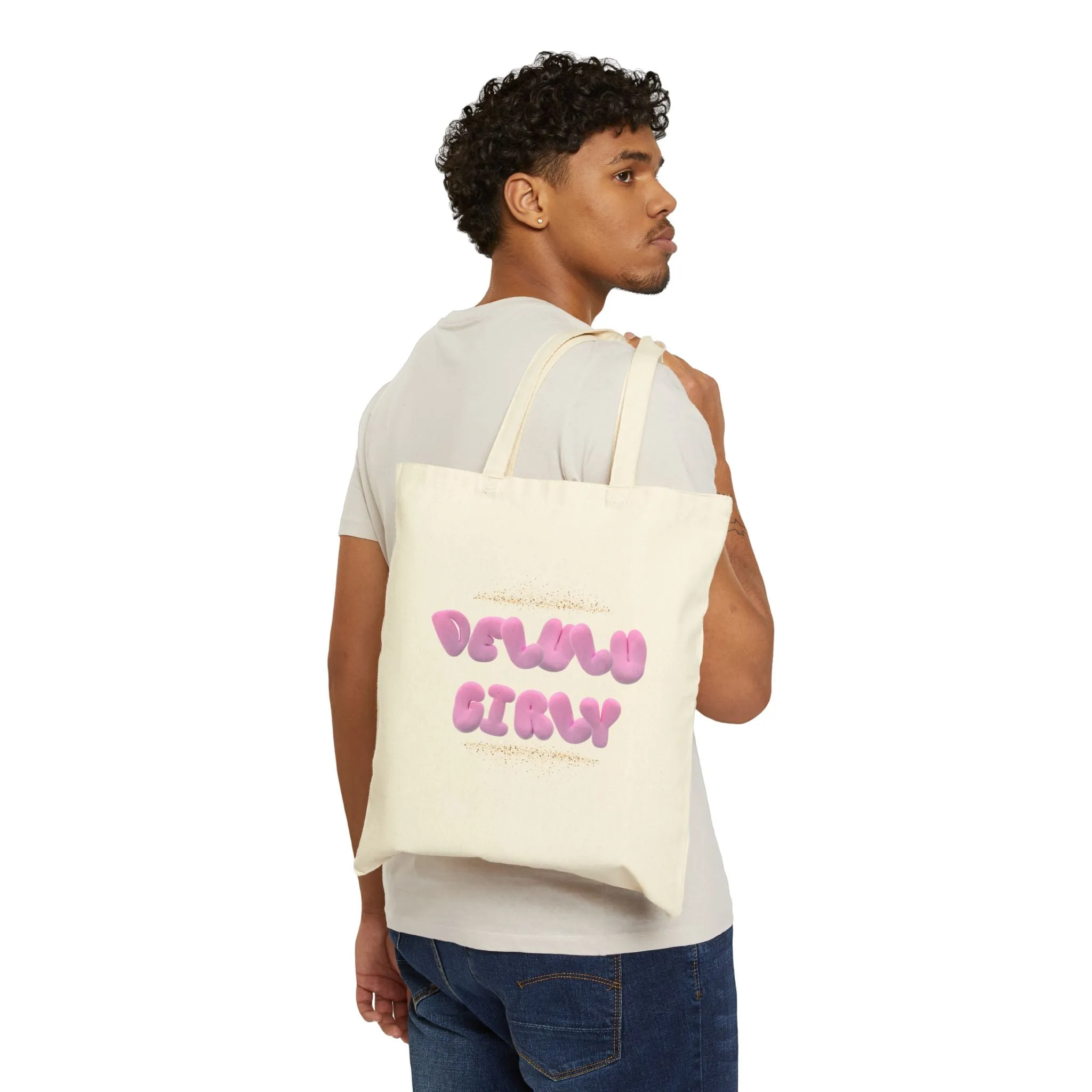 Delulu Girly Cotton Canvas Tote Bag