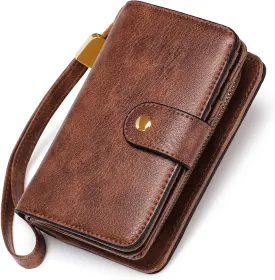 GAEKEAO Small Wallet for Women RFID Blocking Leather Wristlet Purse Bifold Ladies Wallet Credit Card Holder with ID Window