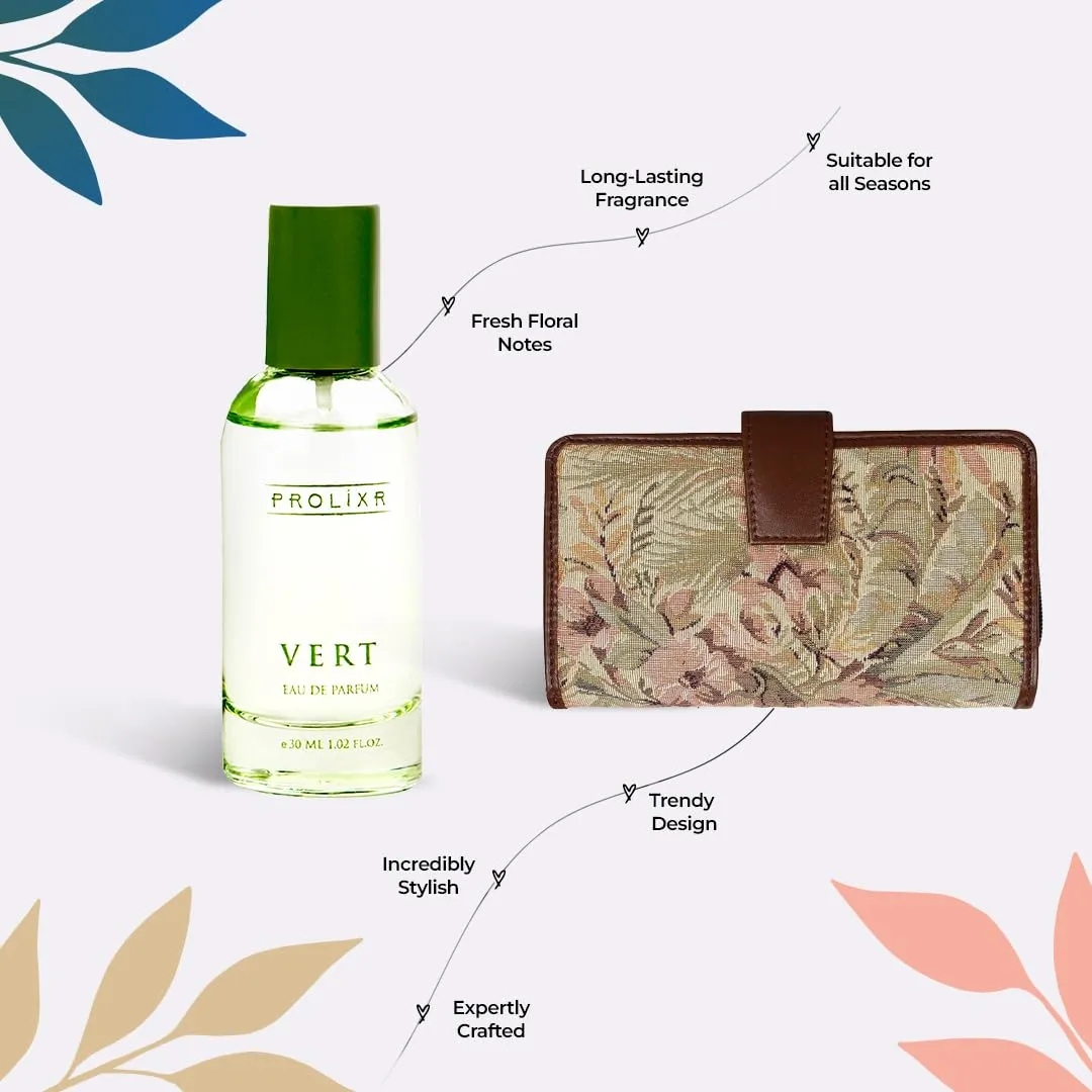 Gleevers Chic & Fragrant Gift for Women | Gift Box pack of 2 with Perfume(30 ml) & Faux Leather Clutch|Birthday Gift, Anniversary Gift, Valentine Gift, Secret Santa Gifts