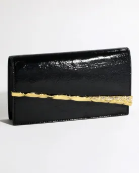 Gold Angular Convertible Crossbody Bag - Black