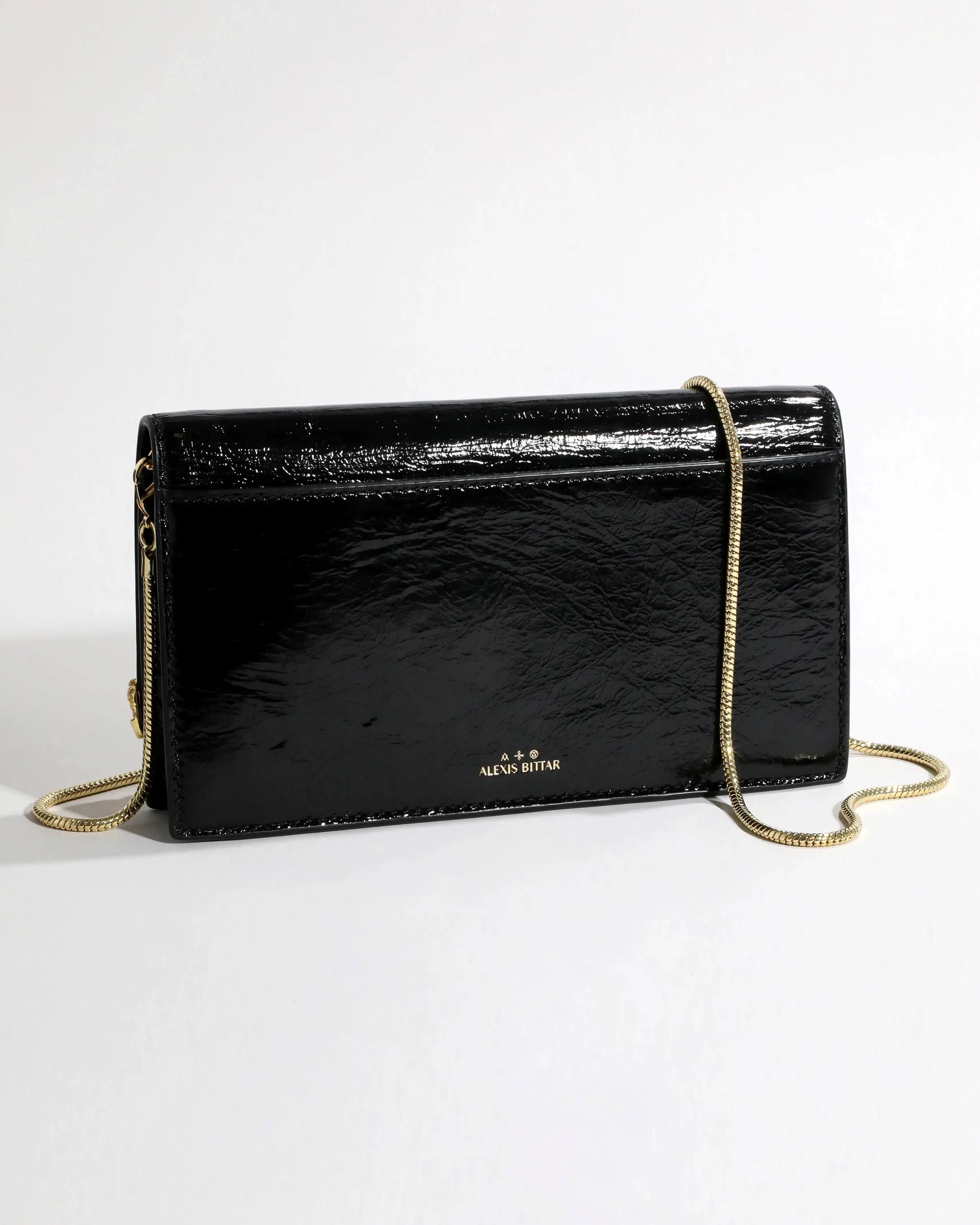 Gold Angular Convertible Crossbody Bag - Black