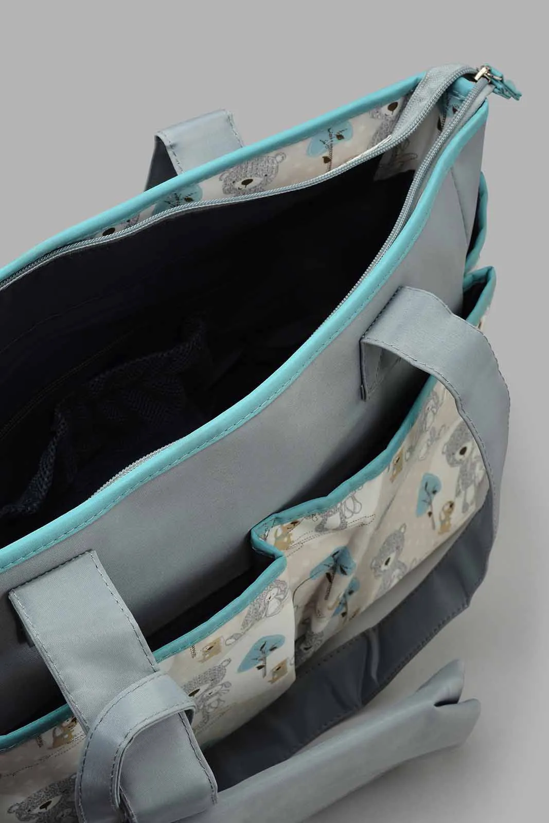 Grey Diaper Bag With Bottle Holder (3 Piece)