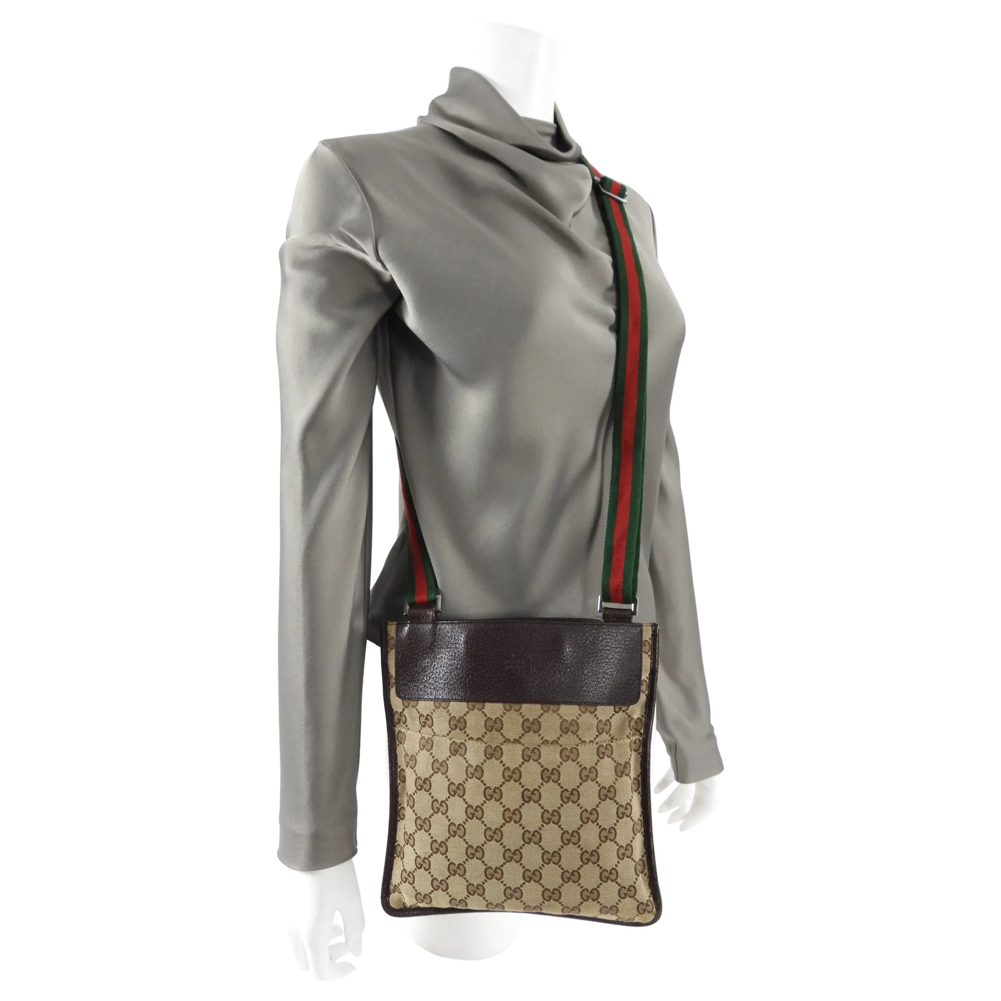 Gucci Monogram Canvas Small Crossbody Messenger Bag