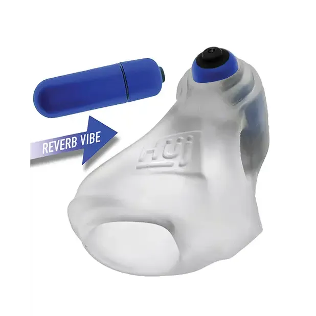 Hunkyjunk Revsling Cock & Ball Sling with Bullet Vibrator Clear Ice