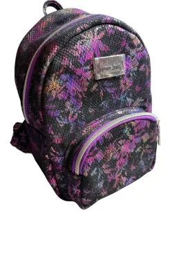 Leather Purple Flowers Mini Backpack