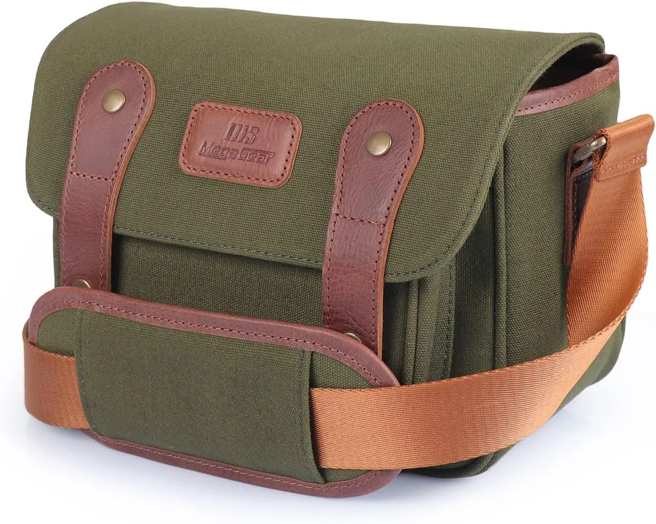 MegaGear Sequoia Canvas Bag Compatible with Canon, Nikon, Sony SLR/DSLR Mirrorless Cameras, Khaki Green (MG1974), PU Leather
