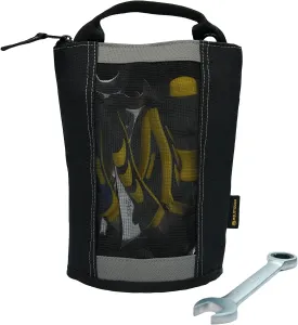 MELOTOUGH Fastener Bag Utility Canvas Zipper small tool bag Heavy Duty Mesh Window, Hanging Grommets (Grey)
