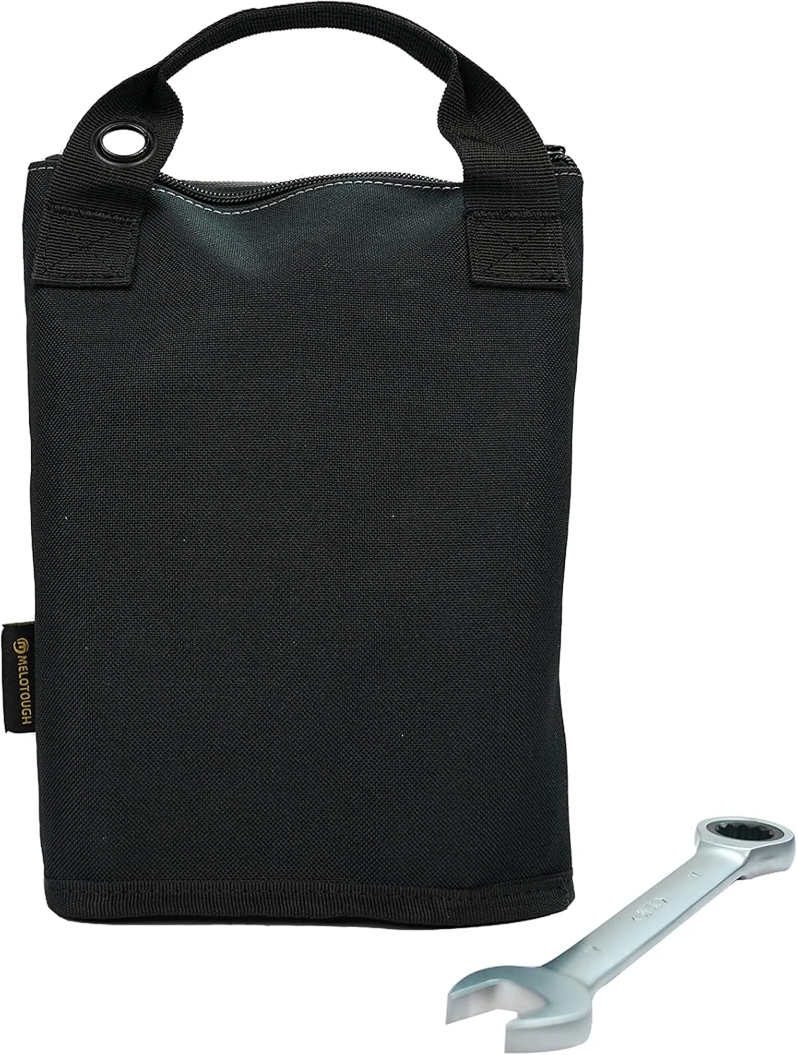 MELOTOUGH Fastener Bag Utility Canvas Zipper small tool bag Heavy Duty Mesh Window, Hanging Grommets (Grey)