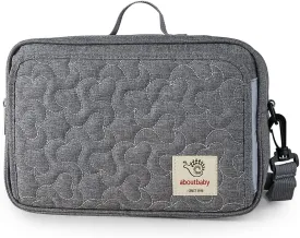 MOMIGO Baby Diaper Caddy Bag - Diaper Caddy Tote Baby Stroller Bag Nursery Storage Bin for Diapers, Wipes & Toys Mini Diaper Bag for Outdoor (Grey Flower)