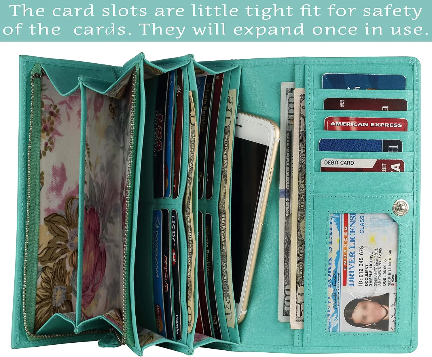 Mou Meraki Women RFID Blocking Genuine Leather Bifold Wallet-Clutch For Women-Shield Against Identity Theft