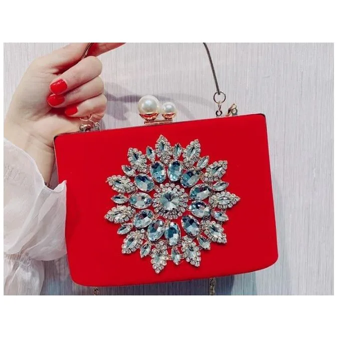 New Diamond Sun Flowers Evening Bags Luxury Clutch Bags