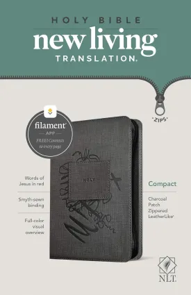 NLT Compact Zipper Bible, Filament Enabled (LeatherLike, Charcoal Patch, Red Letter) Imitation Leather  .zip, September 7, 2021