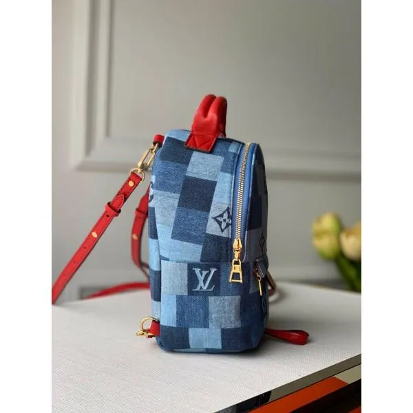 Palm Springs Mini Backpack In Damier Monogram Denim Canvas M45043 Blue/red 2020 Collection