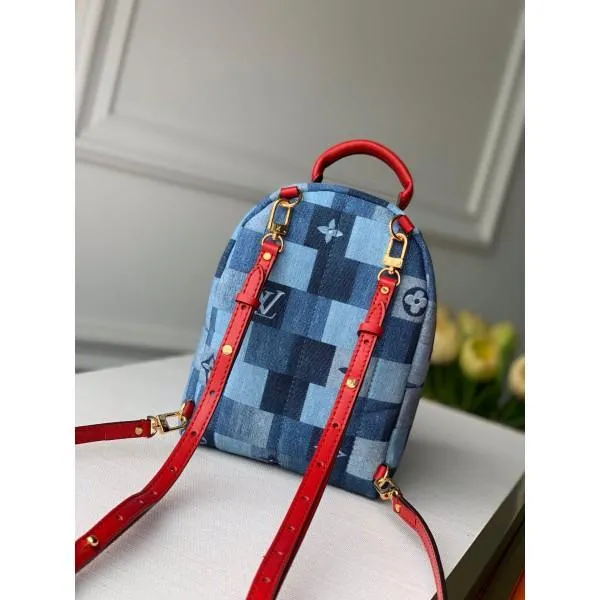 Palm Springs Mini Backpack In Damier Monogram Denim Canvas M45043 Blue/red 2020 Collection
