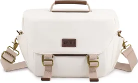 SMRITI Canvas DSLR Camera Bag, Camera Messenger Bag for Photographers,Travel Waterproof Shoulder Camera Case for Men Women (White)