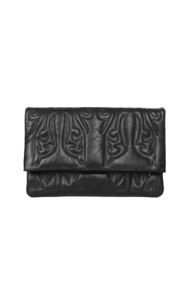 STITCHED LUXE FOLDOVER BLACK LEATHER
