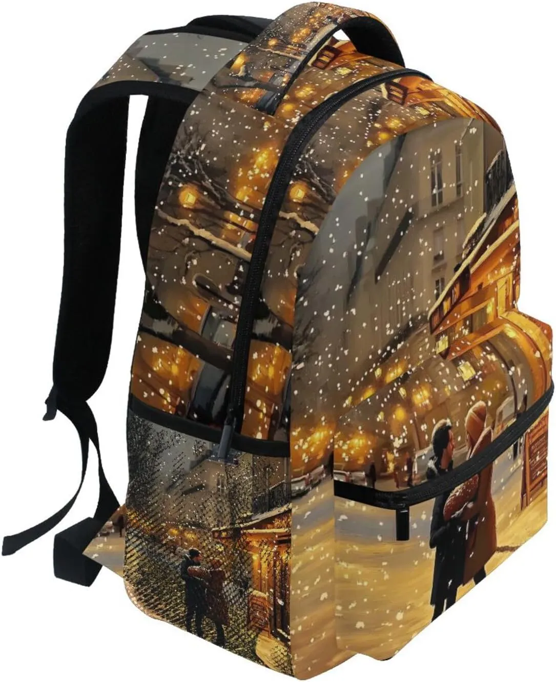 Street Winter Snow Backpack for School Boys Girls Laptop Travel Backpack Book Bag Daypack 11.4 16 In M