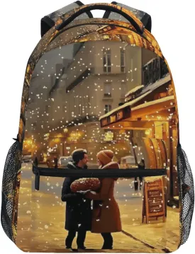Street Winter Snow Backpack for School Boys Girls Laptop Travel Backpack Book Bag Daypack 11.4 16 In M