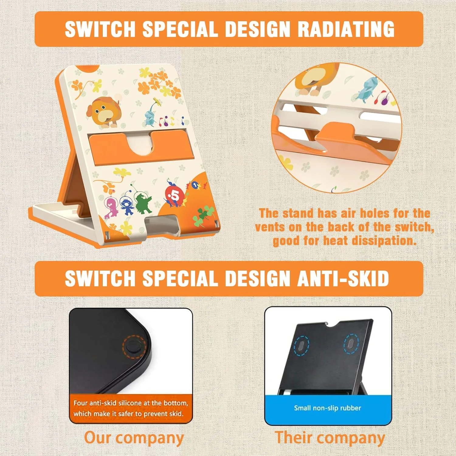 Switch Stand for Nintendo Switch,Switch OLED, Switch Lite,Adjustable Cute Playstand,Compact & Portable Foldable Switch Holder Accessories (Animal White)