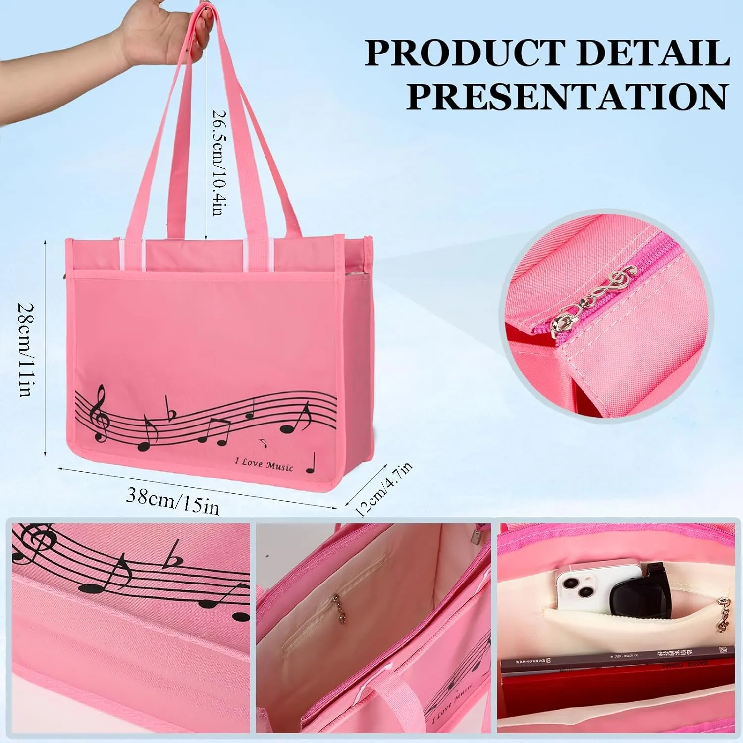 Tote Bag Piano Bag Musical Note Handbag Piano Key Tote Bag,Womens Reusable Shopping Bags