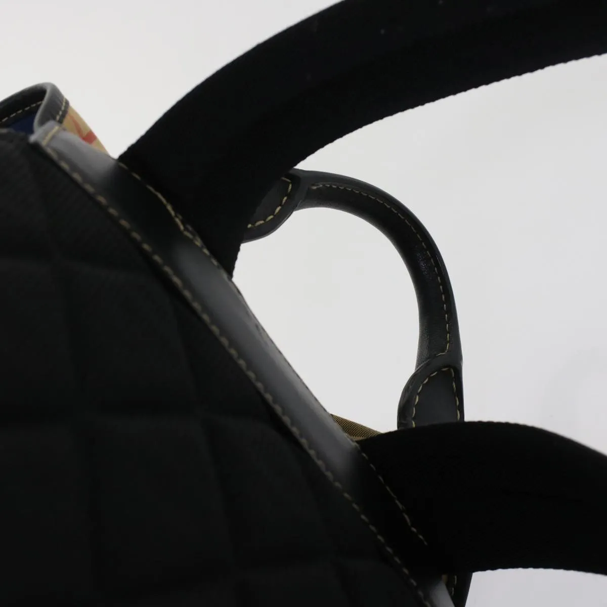 Trendy Inspired Burberry Nova Check Graffiti Backpack Canvas Leather Beige Blue Auth 49119a