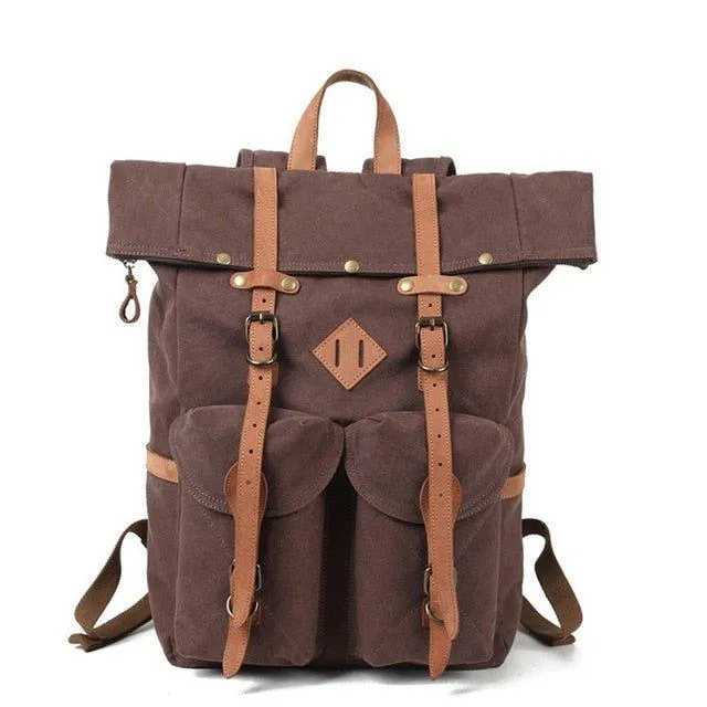 Vintage Mens Canvas Backpack Leather for Men