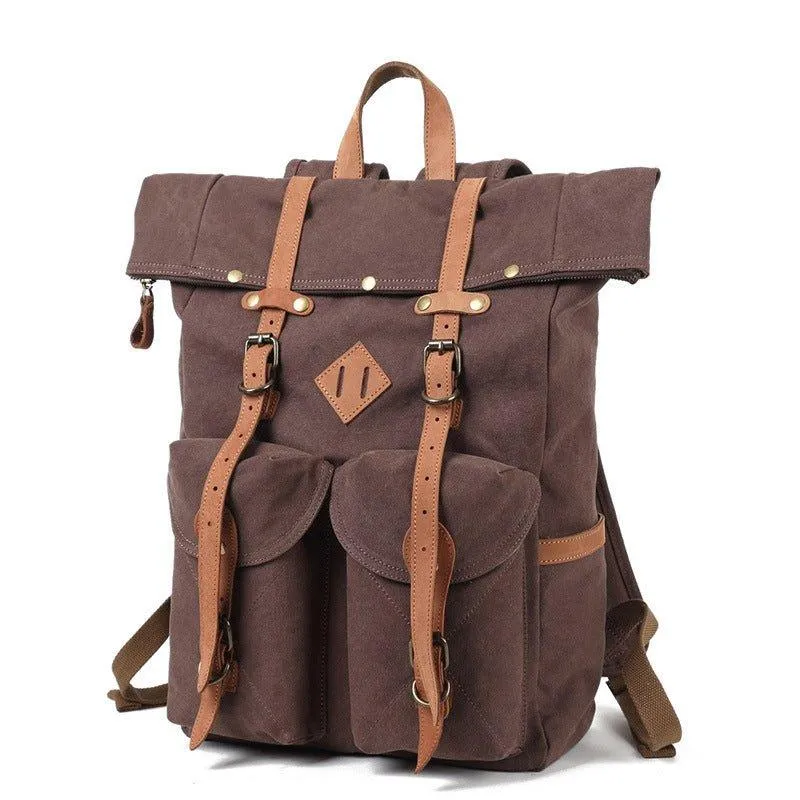 Vintage Mens Canvas Backpack Leather for Men