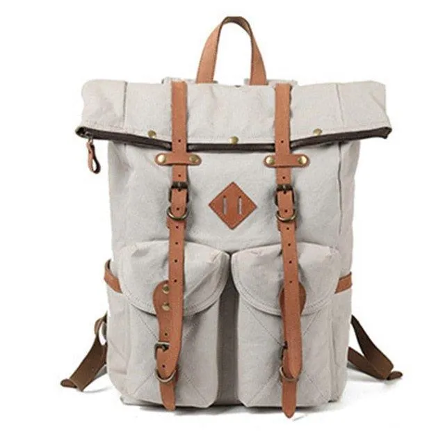 Vintage Mens Canvas Backpack Leather for Men