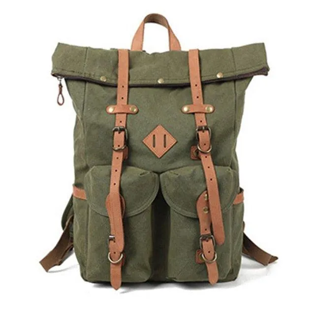 Vintage Mens Canvas Backpack Leather for Men
